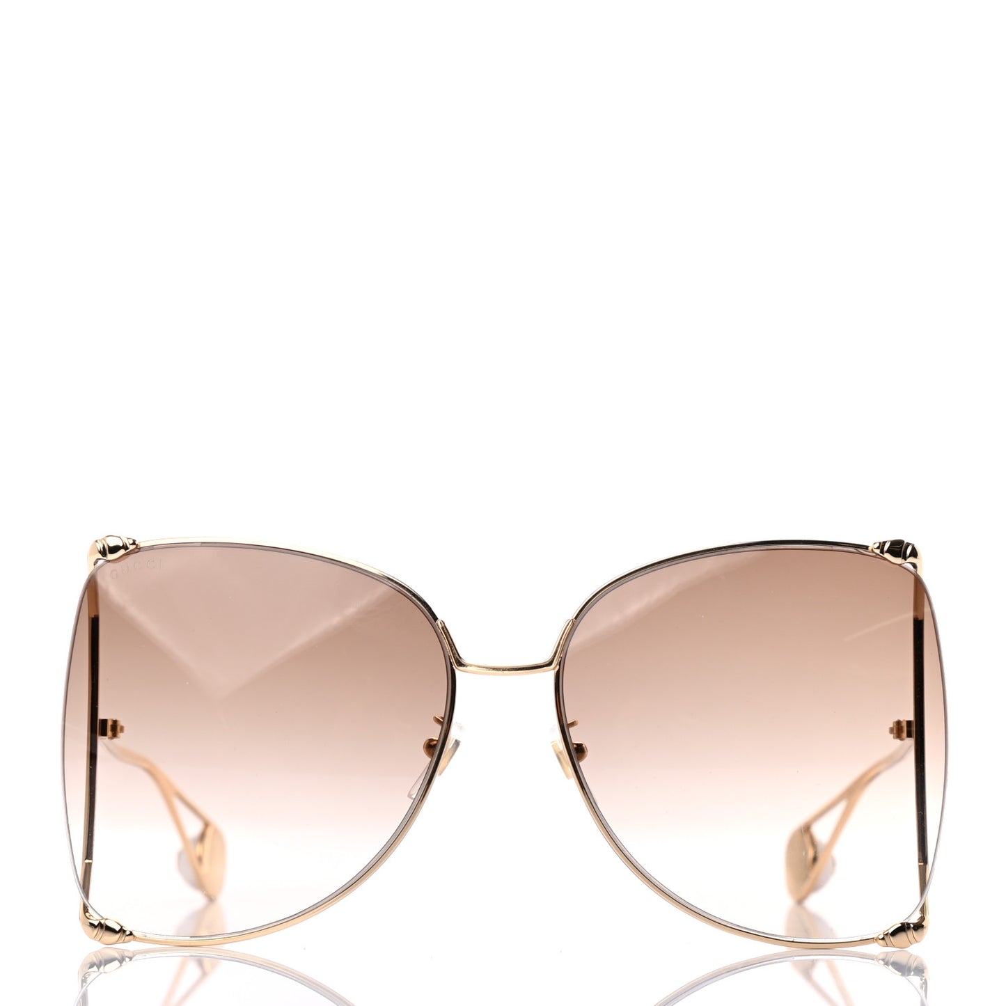 Oversized Round Sunglasses GG0252S Gold Brown