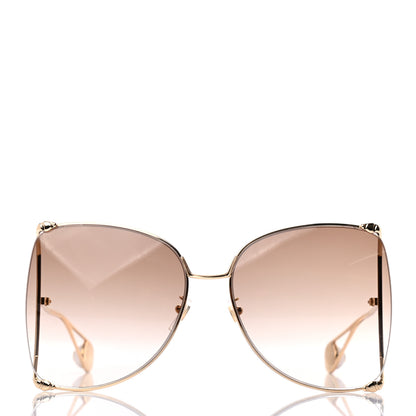 Gucci Oversized Round Sunglasses GG0252S Gold Brown 2 of 8