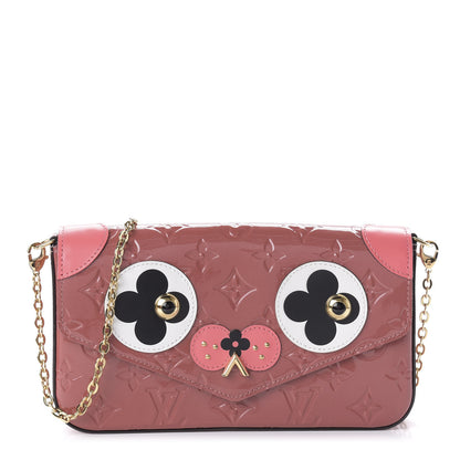 Louis Vuitton Vernis Valentine Dog Pochette Felicie Chain Wallet Pink 1 of 10