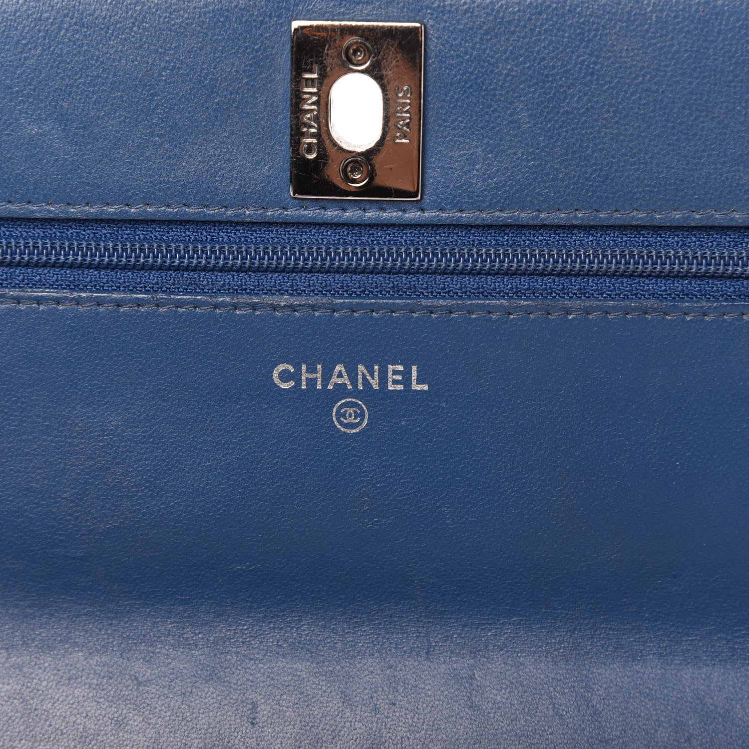 Chanel Lambskin Quilted Trendy CC Wallet On Chain WOC Blue 8 of 14