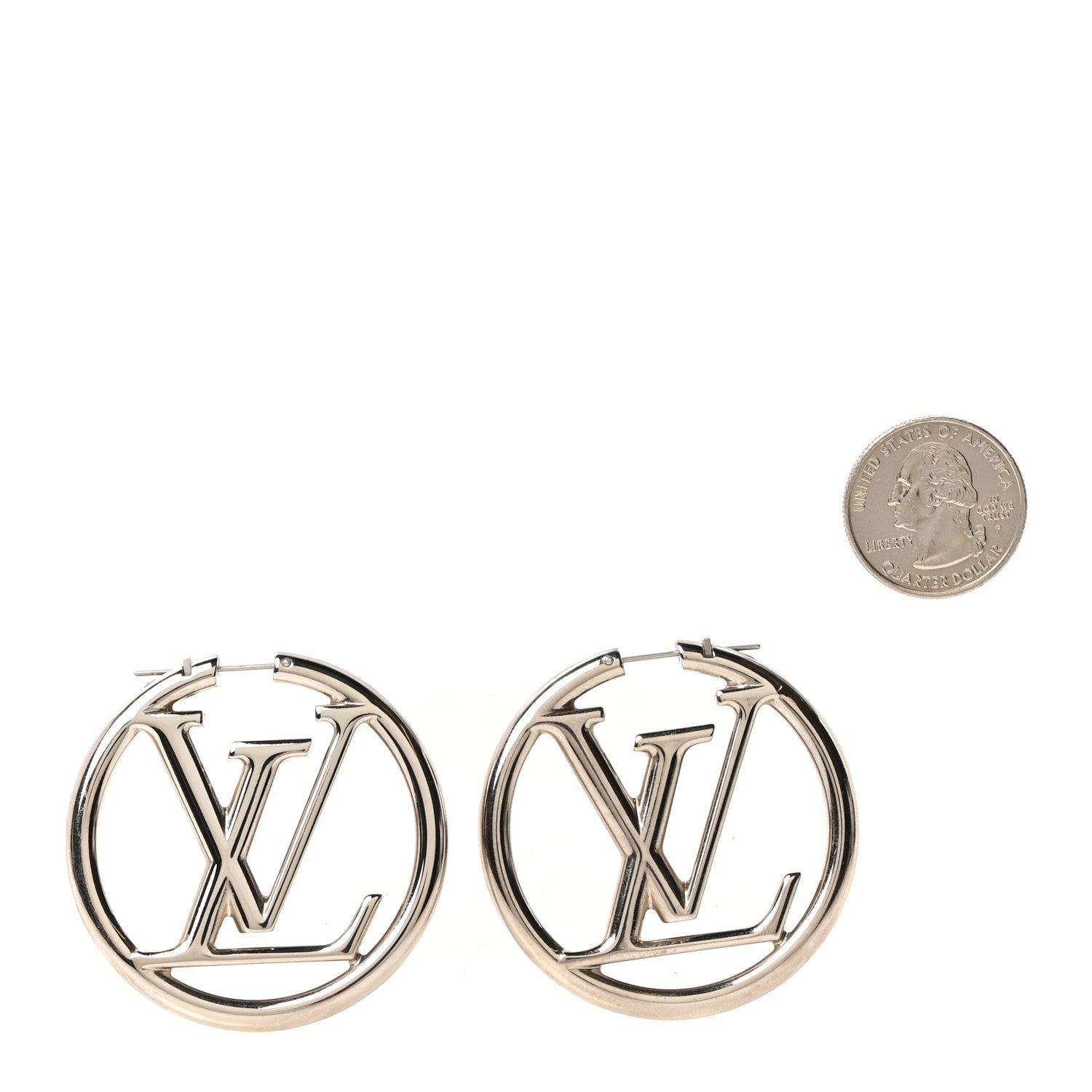 Louis Vuitton Palladium Louise Hoop Earrings Silver 2 of 4