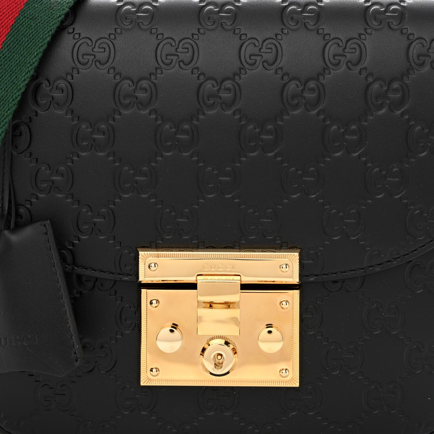 Guccissima Web Medium Padlock Messenger Shoulder Bag Black