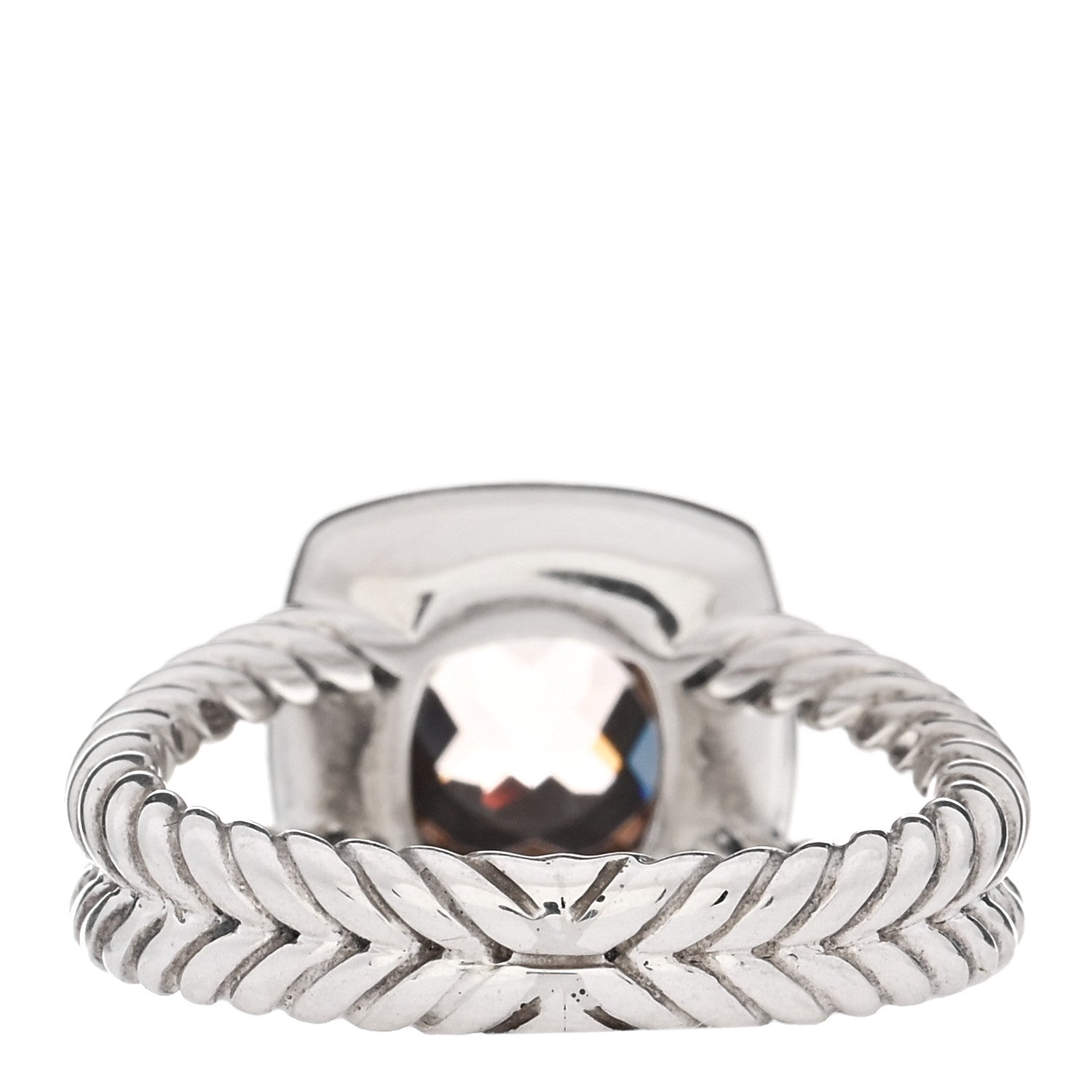 David Yurman Sterling Silver Diamond Morganite 7mm Petite Albion Ring 50 5.5 3 of 4