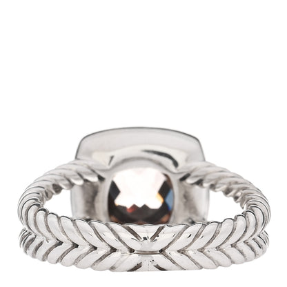David Yurman Sterling Silver Diamond Morganite 7mm Petite Albion Ring 50 5.5 3 of 4