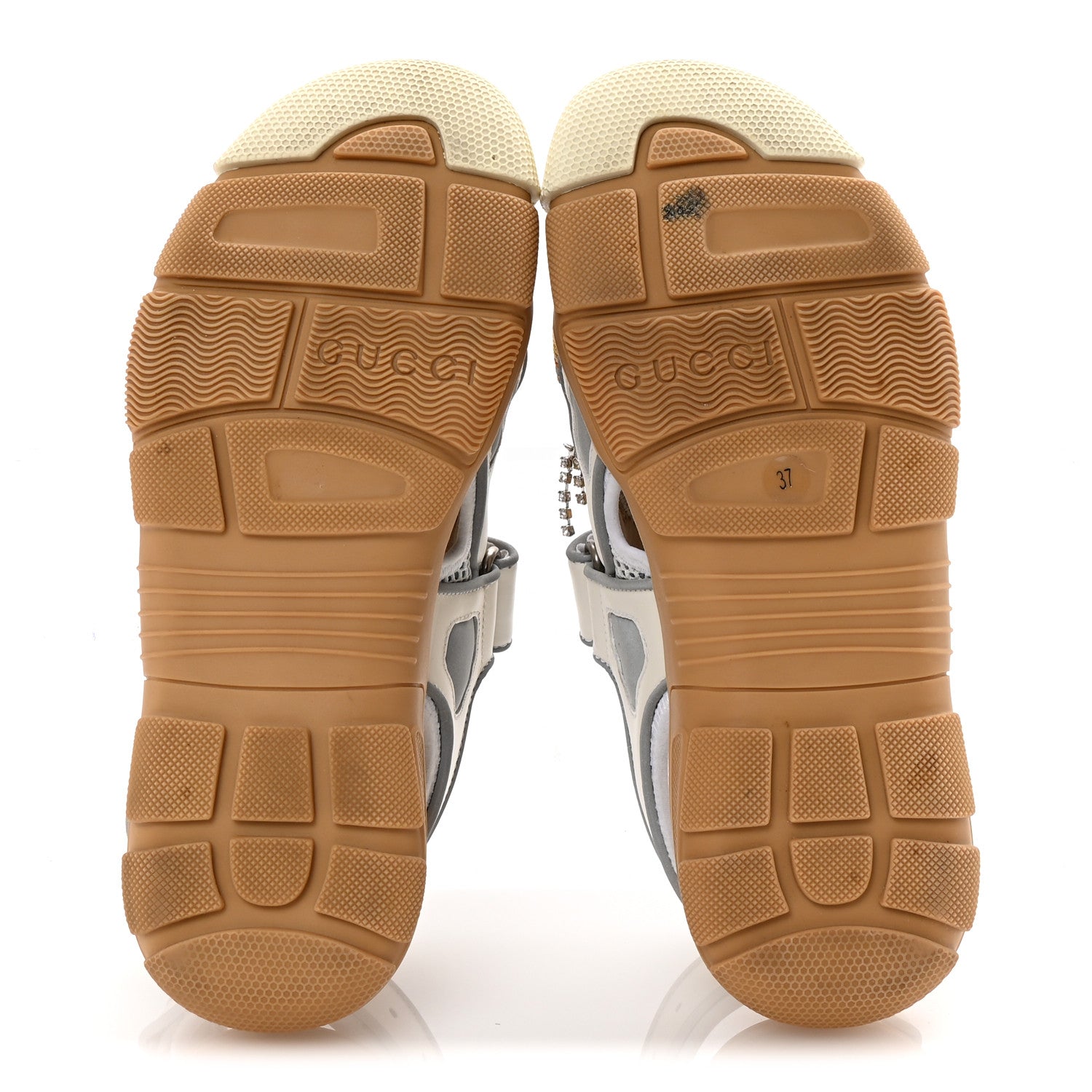 Gucci Mesh Fabric Tinsel Sport Sandals 37 White Silver 6 of 9