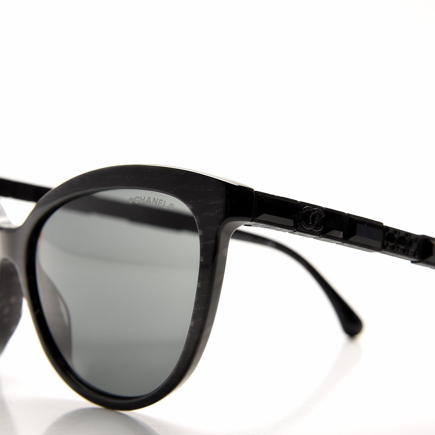 Crystal Baguette Cat Eye Bijou Sunglasses 5307-B Black