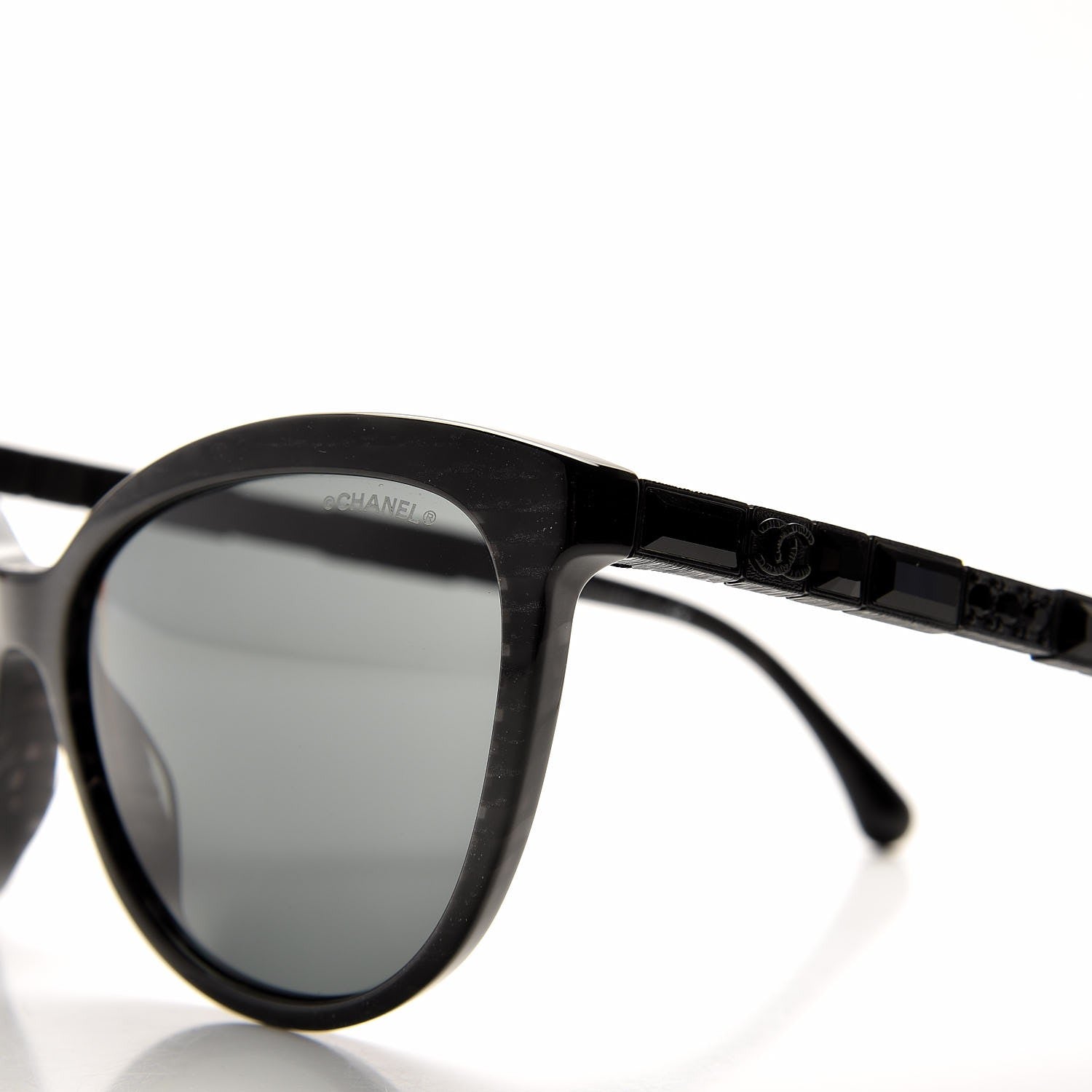 Chanel Crystal Baguette Cat Eye Bijou Sunglasses 5307-B Black 8 of 9