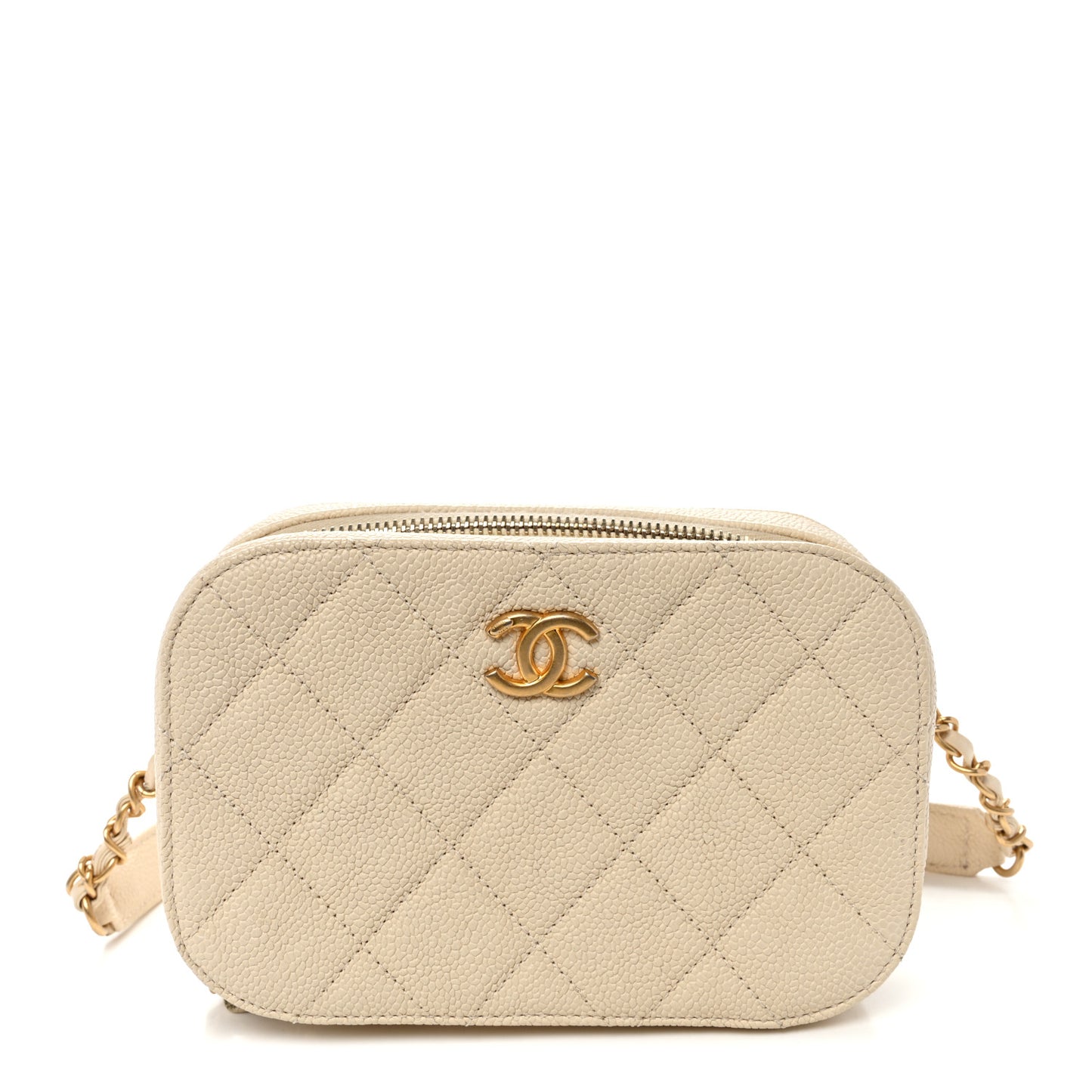 Caviar Quilted Flap Waist Bag White