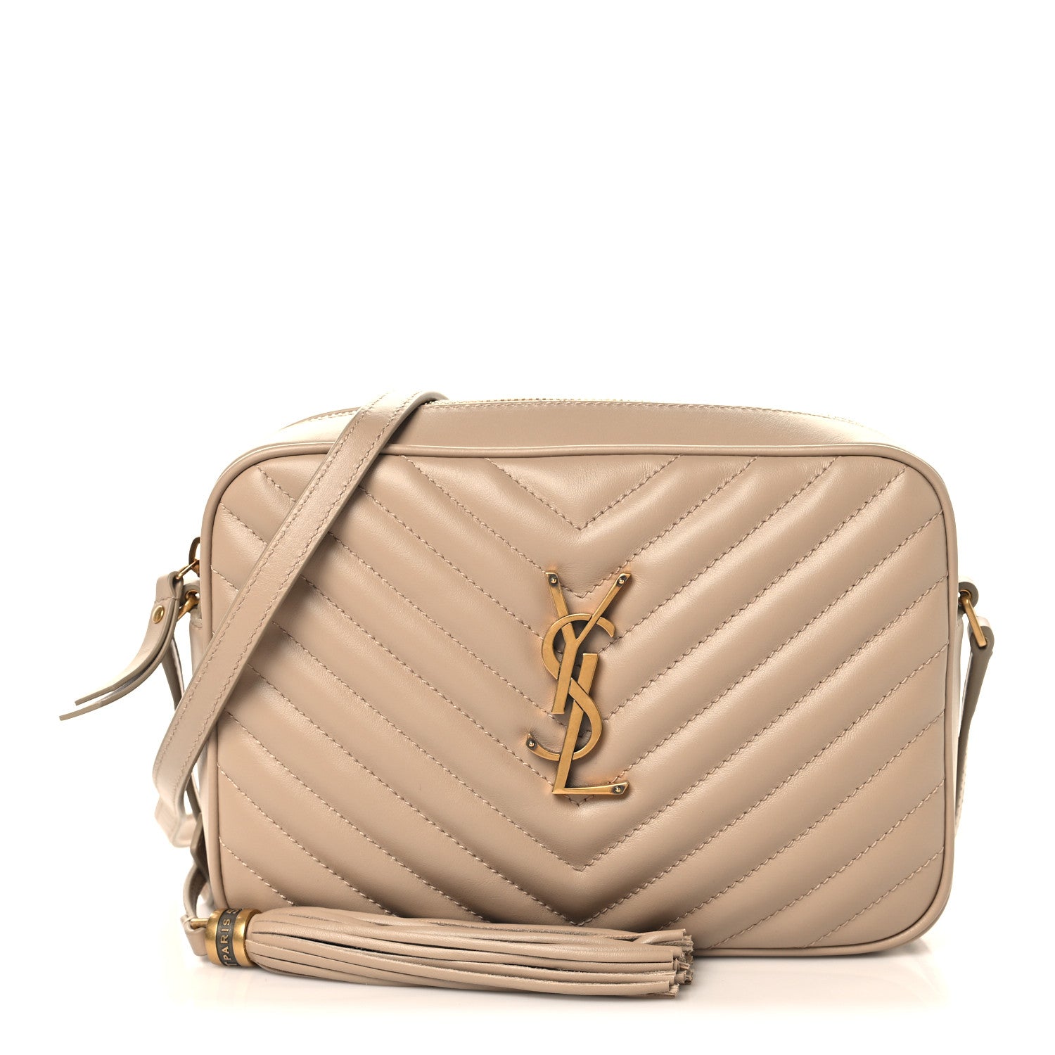 Saint Laurent Calfskin Matelasse Monogram Lou Camera Bag Dark Beige 1 of 9