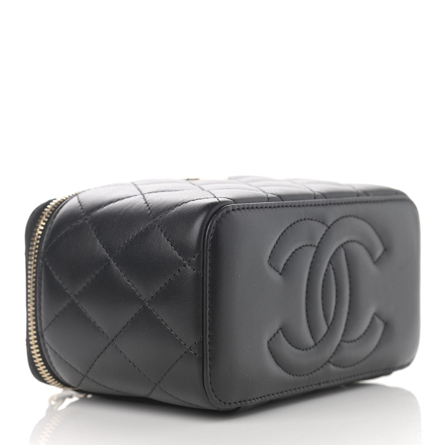 Chanel Lambskin Quilted Small Top Handle Vanity Case With Chain Black 4 of 11