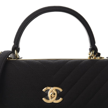 Chanel Jersey Chevron Quilted Small Trendy CC Dual Handle Flap Bag Black 10 of 11