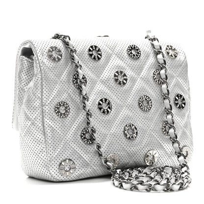 Chanel Perforated Metallic Lambskin Small CC Medals Flap Silver 3 of 10
