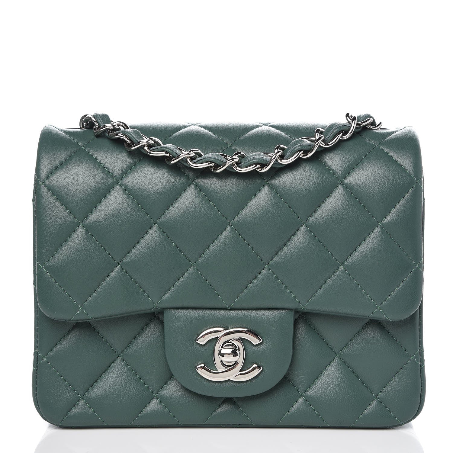 Chanel Lambskin Quilted Mini Square Flap Green 1 of 8