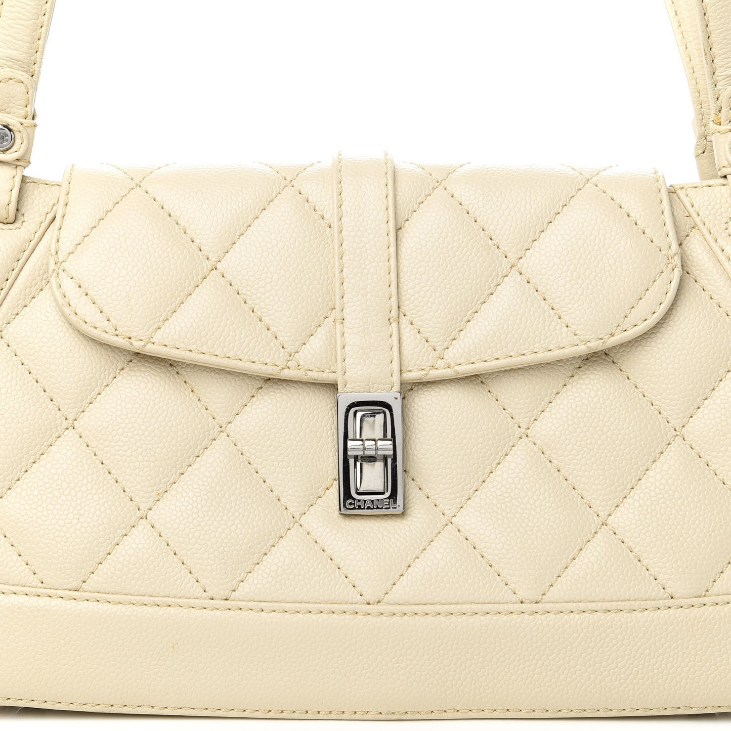 Caviar Quilted Mademoiselle Flap Bag Beige