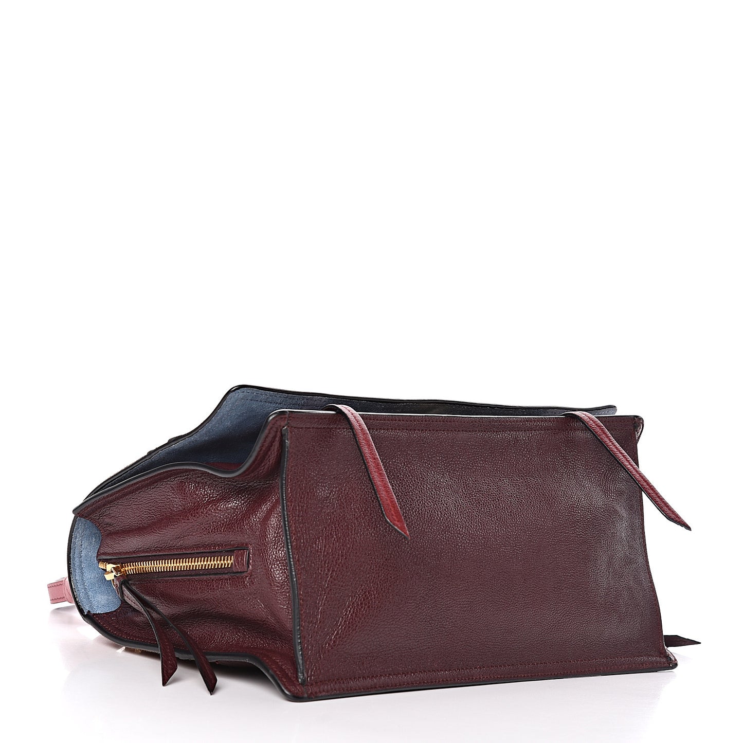 Glace Calfskin Suede Patchwork Etiquette Shoulder Bag Rubino Loto