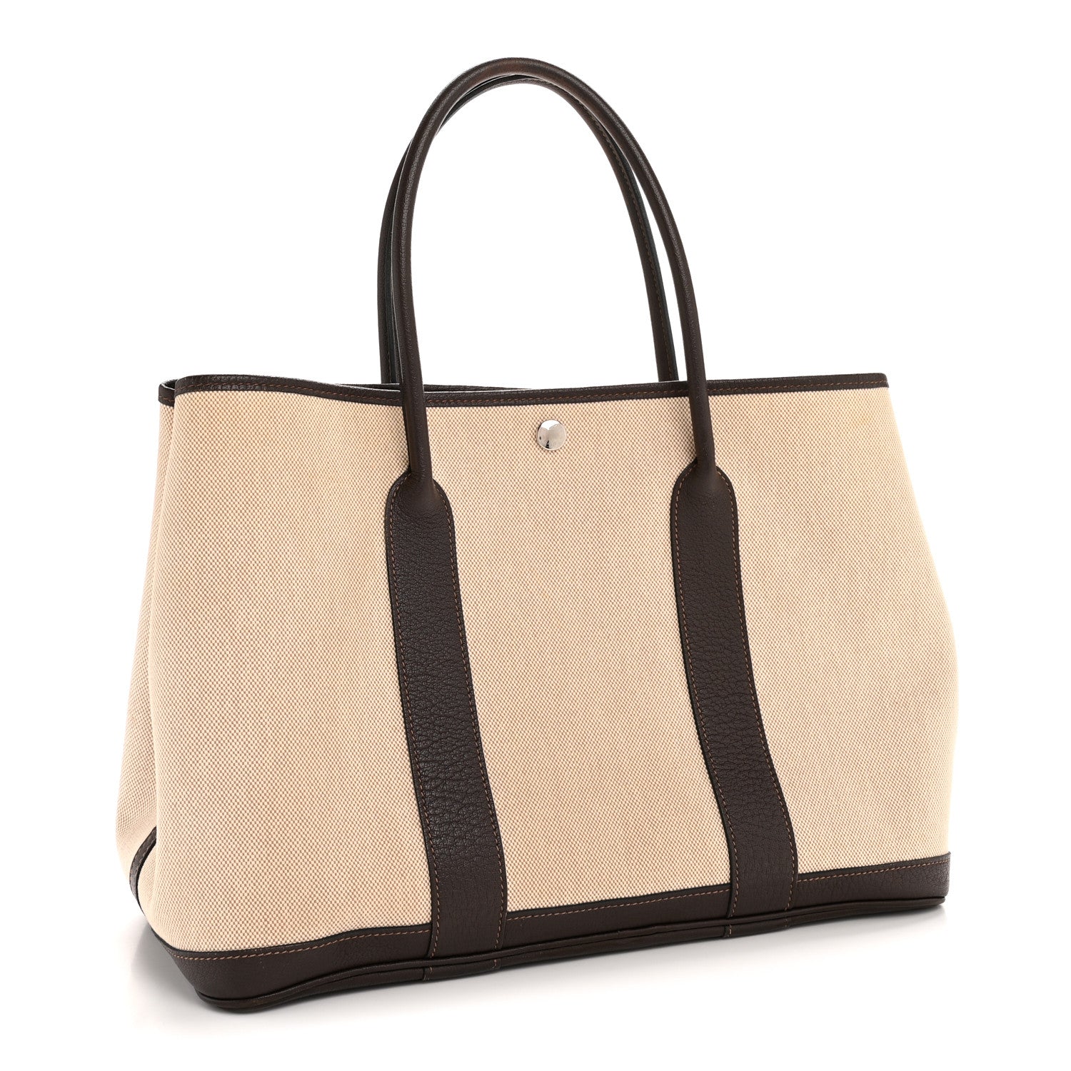 Hermes Buffle Skipper Toile Garden Party 36 MM Tote Marron Fonce 3 of 12