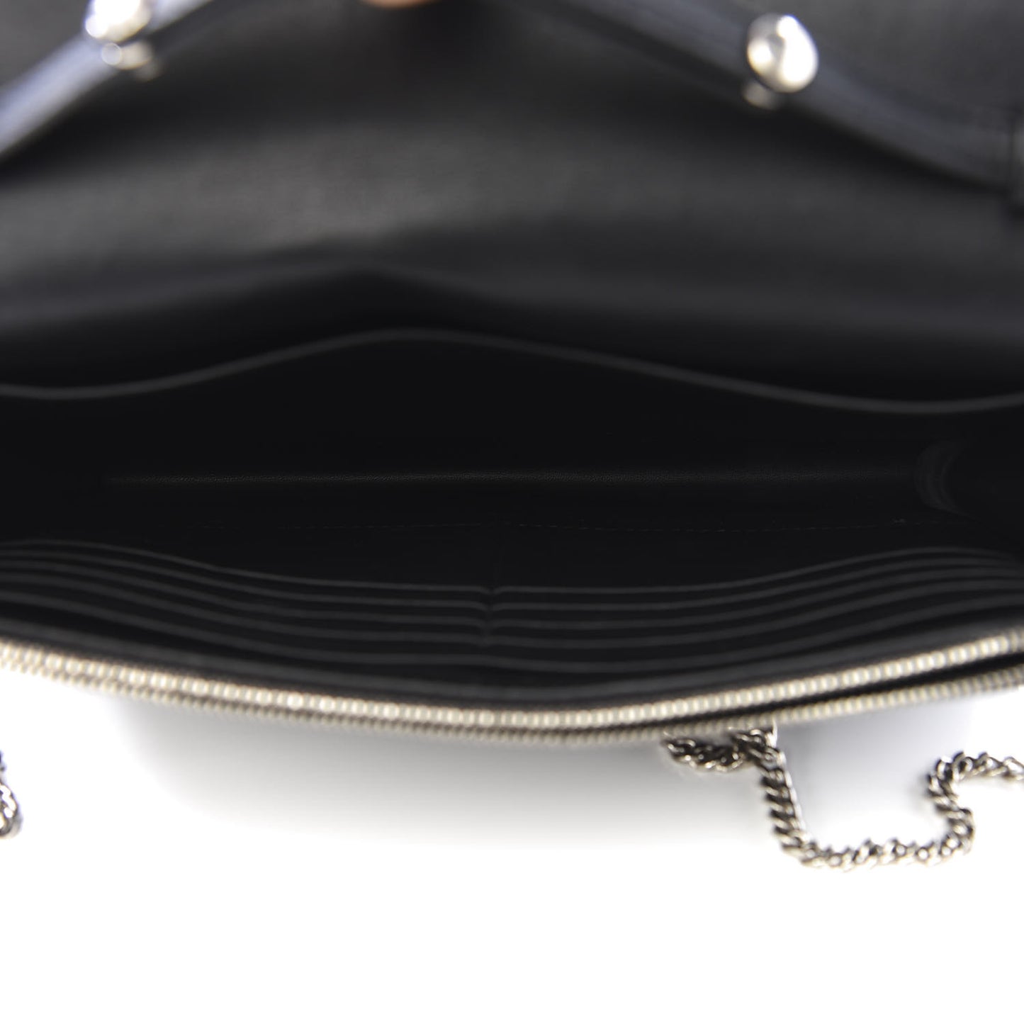 Smooth Lambskin Frame Evening Chain Clutch Black White