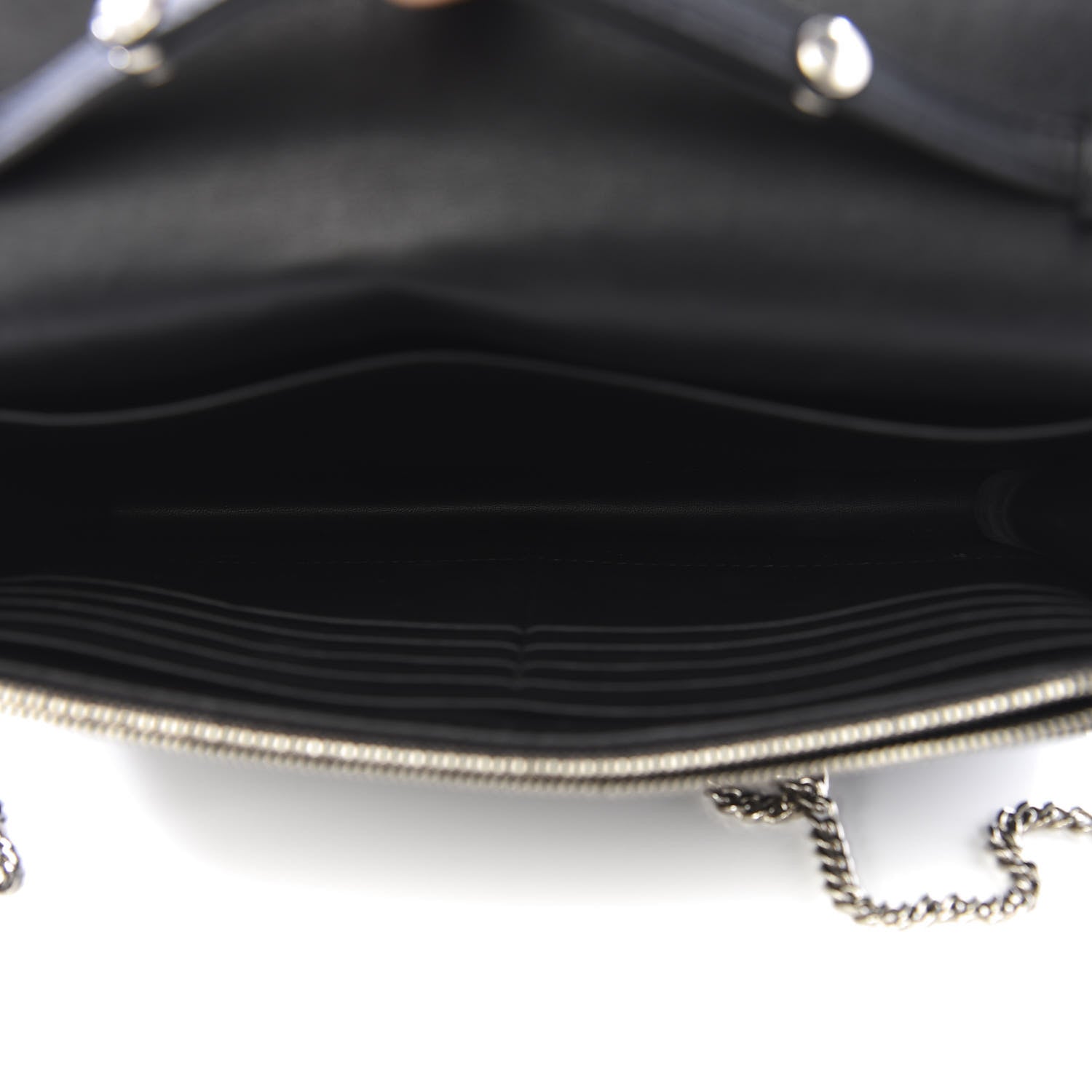 Celine Smooth Lambskin Frame Evening Chain Clutch Black White 4 of 8