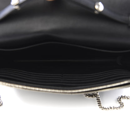 Celine Smooth Lambskin Frame Evening Chain Clutch Black White 4 of 8