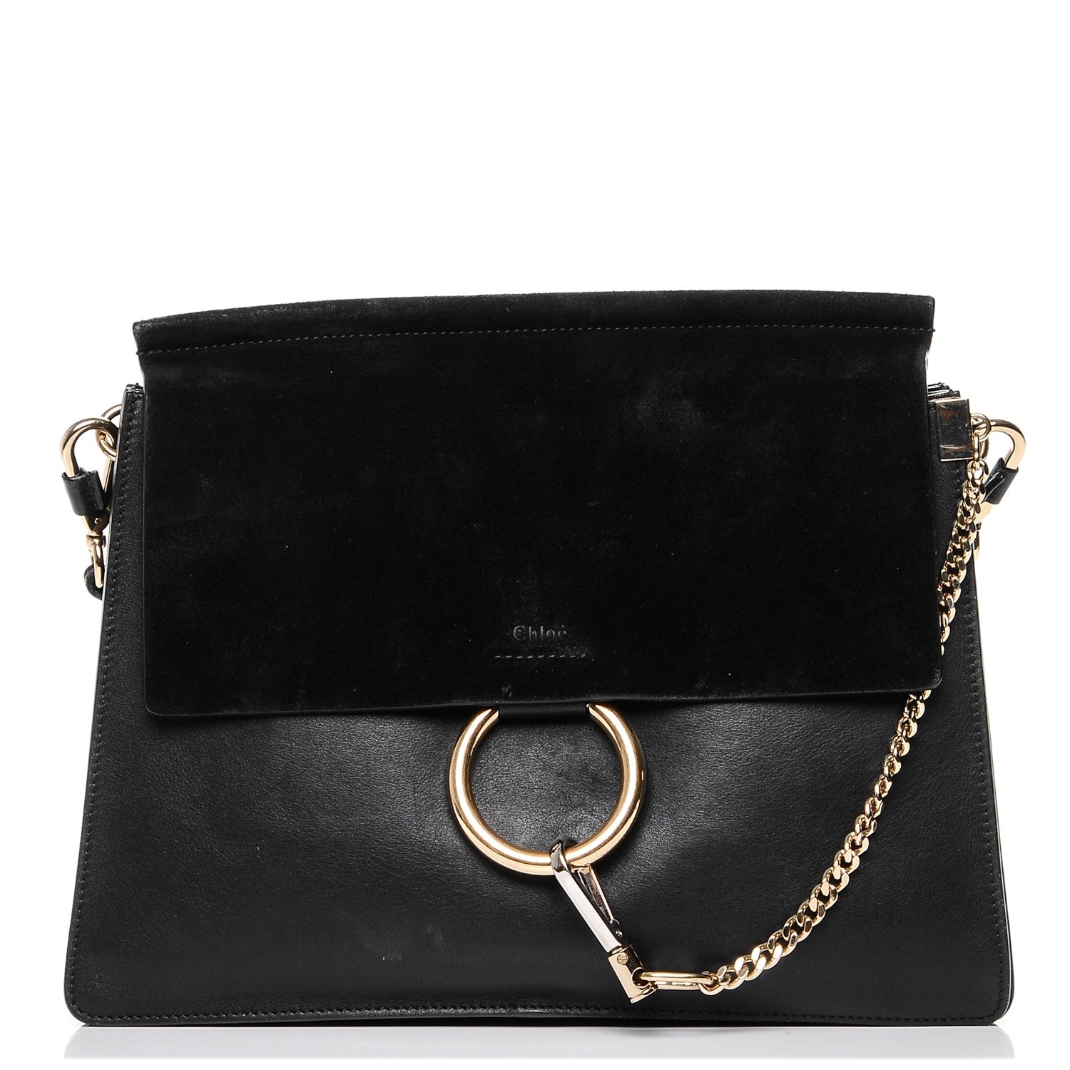 Chloe Suede Calfskin Medium Faye Shoulder Bag Black 1 of 10