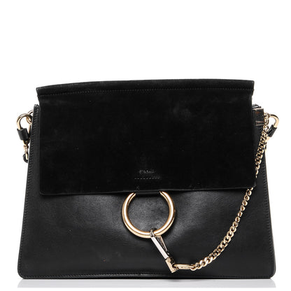 Chloe Suede Calfskin Medium Faye Shoulder Bag Black 1 of 10
