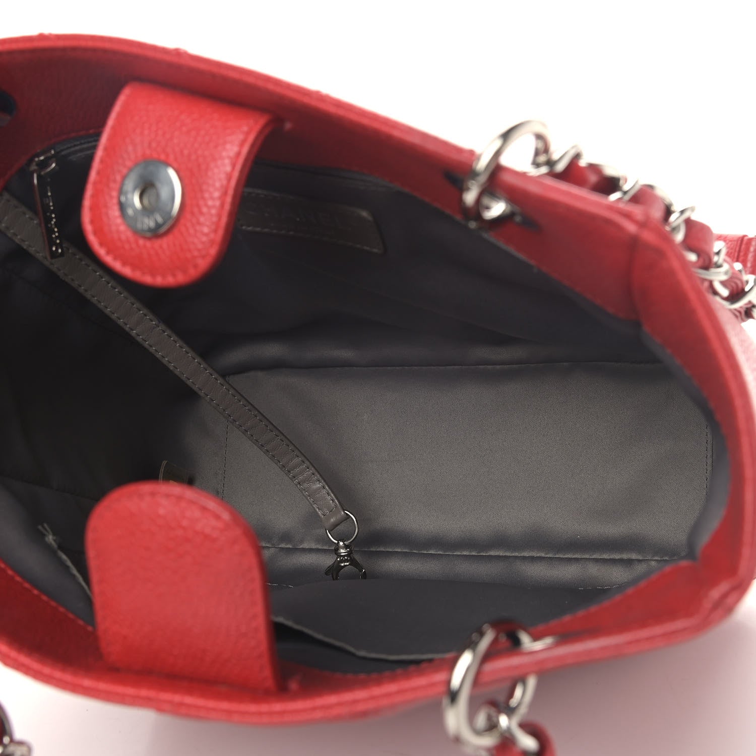 Chanel Caviar Quilted Petit Shopping Tote PST Red 5 of 10