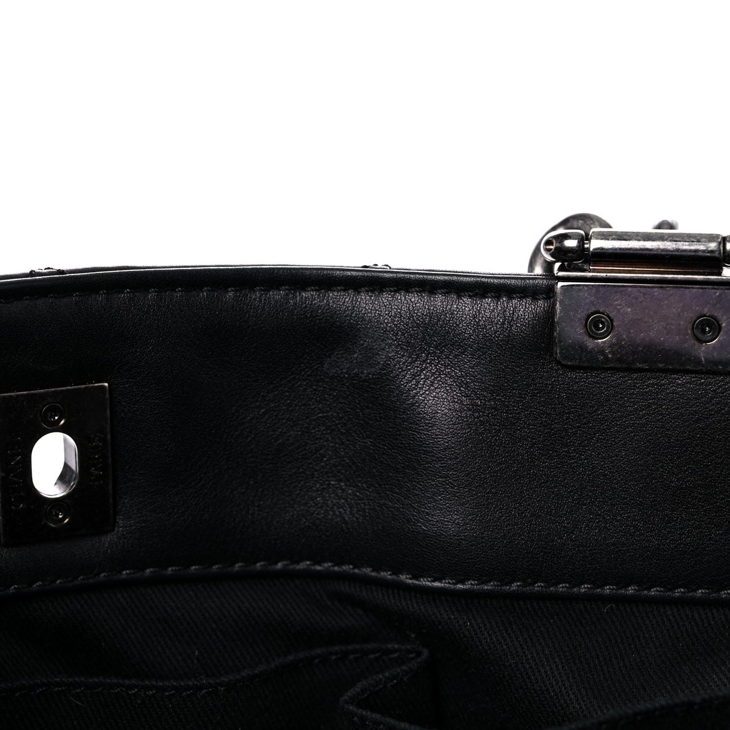 Sheepskin Quilted Chain Handle Large Shopping Tote Black