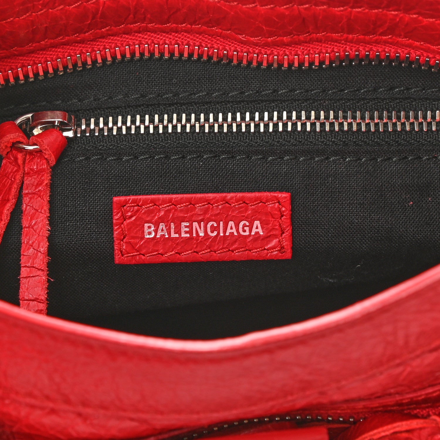 Balenciaga Agneau Classic Silver Hardware Mini City Logo Strap Red Black 5 of 8