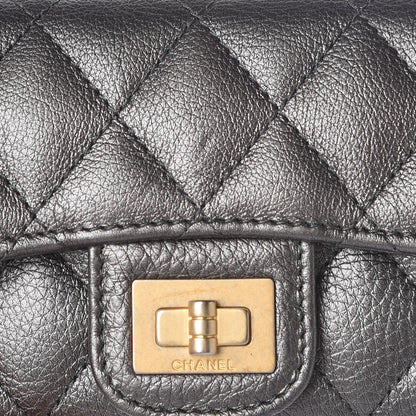 Chanel Metallic Calfskin Quilted Reissue Card Holder Wallet Grey 6 of 10