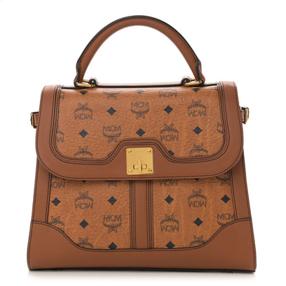 MCM Visetos Top Handle Satchel Cognac 1 of 11