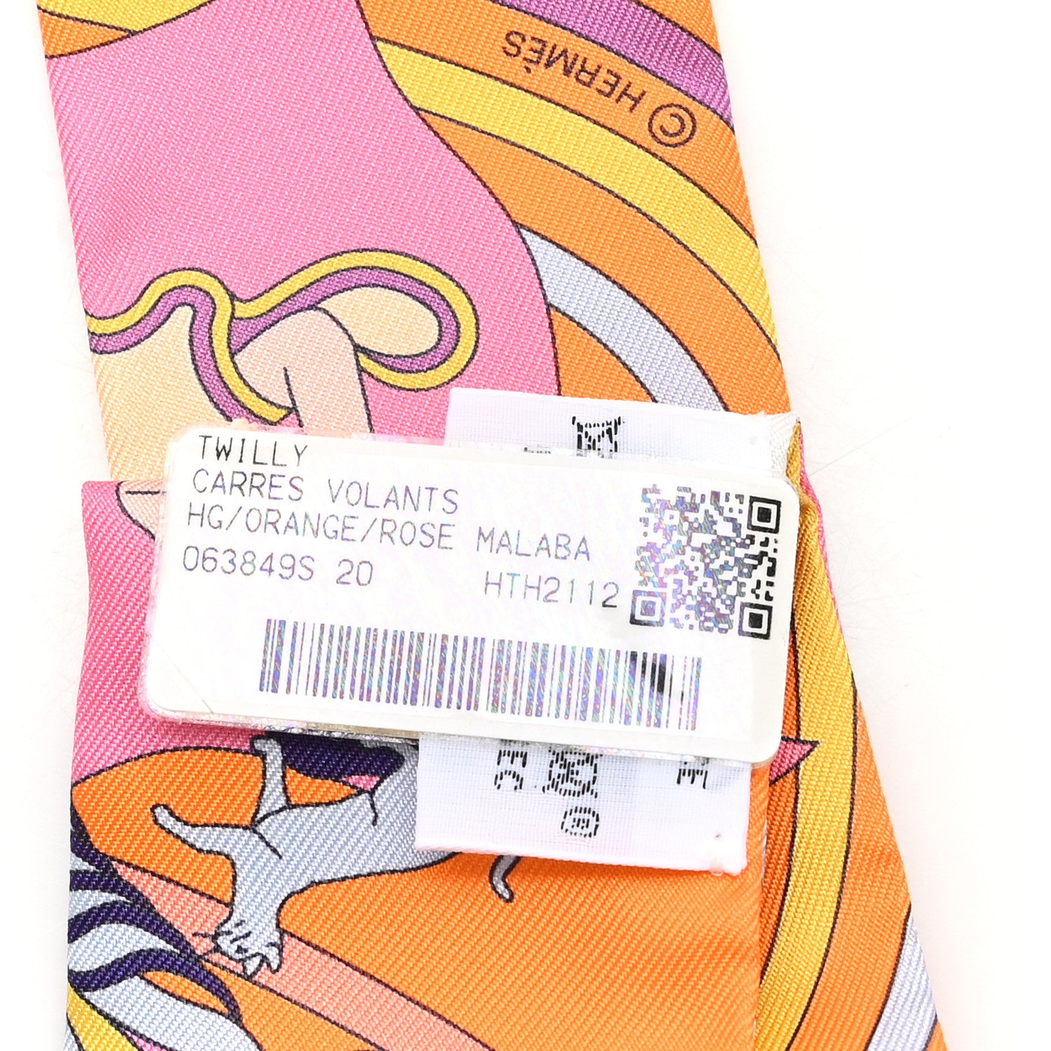 Hermes Silk Carres Volants Twilly Orange Rose Malaba 3 of 3