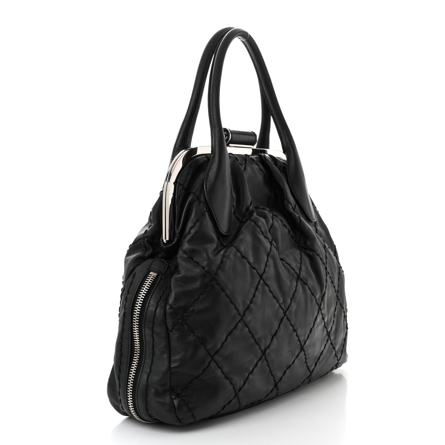 Chanel Calfskin Stitched Expandable Frame Bag Black 3 of 10