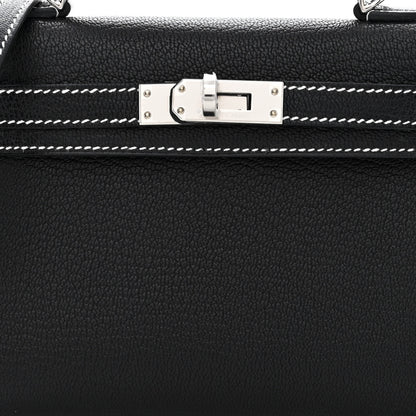 Hermes Chevre Mysore Horseshoe Mini Kelly Sellier 20 Black Lime 8 of 11