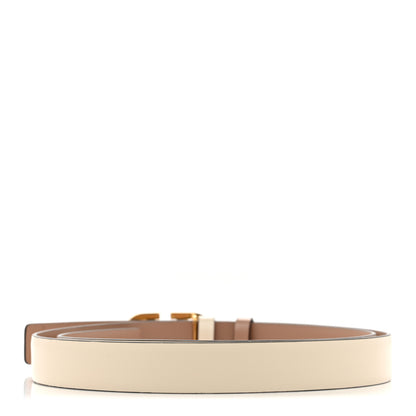 Valentino Garavani Glossy Calfskin VLogo Reversible 20mm Belt 80 32 Light Ivory Rose Cannelle 3 of 7