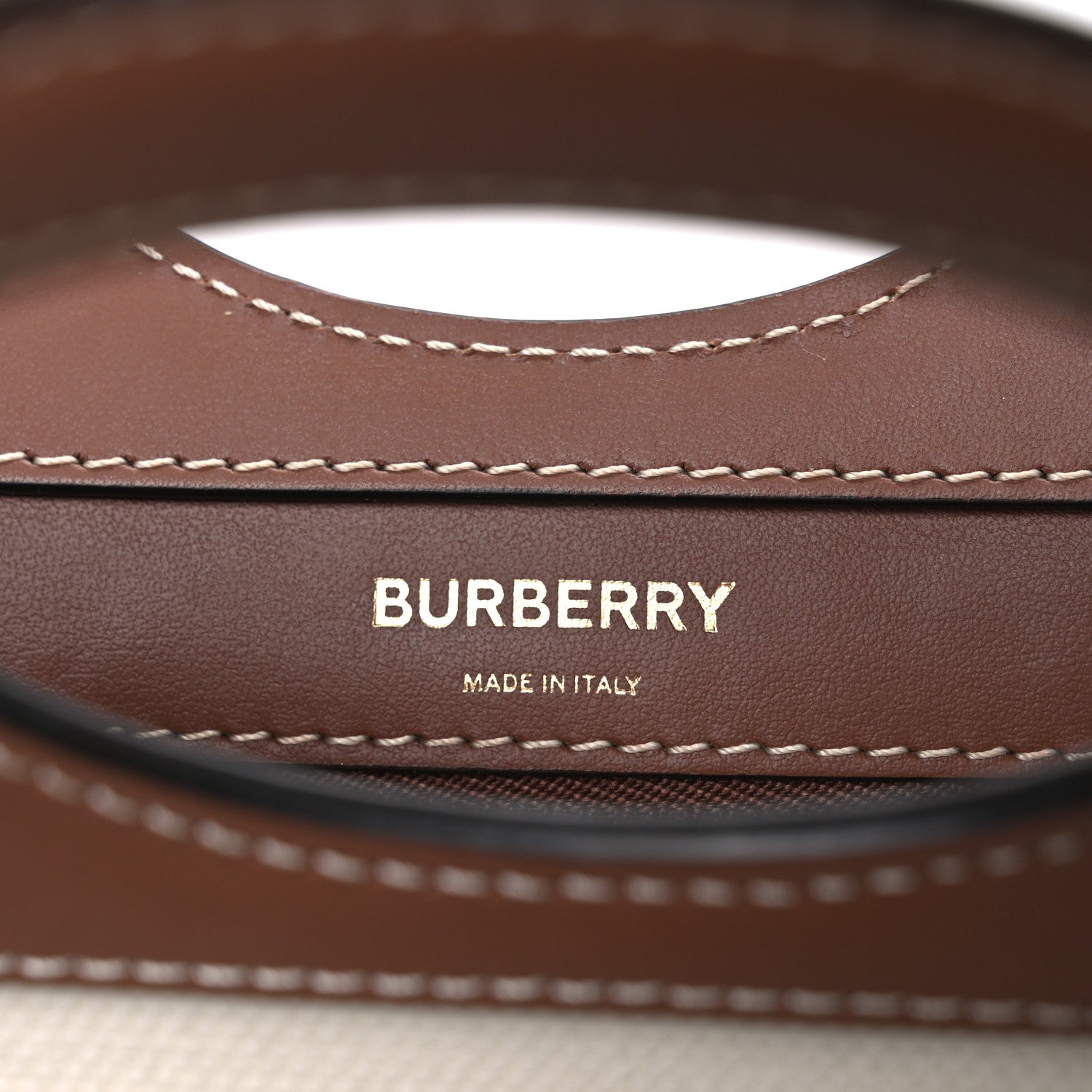 Burberry Canvas Smooth Calfskin Two Tone Mini Pocket Bag Natural Malt Brown 6 of 10