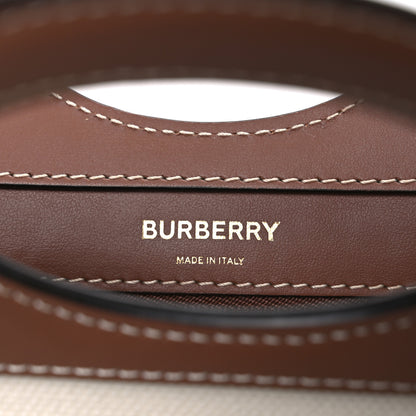 Burberry Canvas Smooth Calfskin Two Tone Mini Pocket Bag Natural Malt Brown 6 of 10