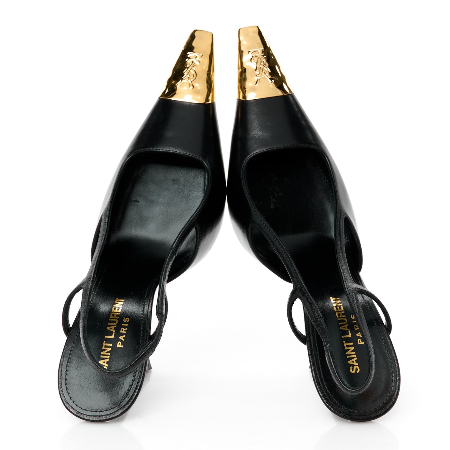 Smooth Calfskin Jeanne 110 Slingback Pumps 36 Black Gold