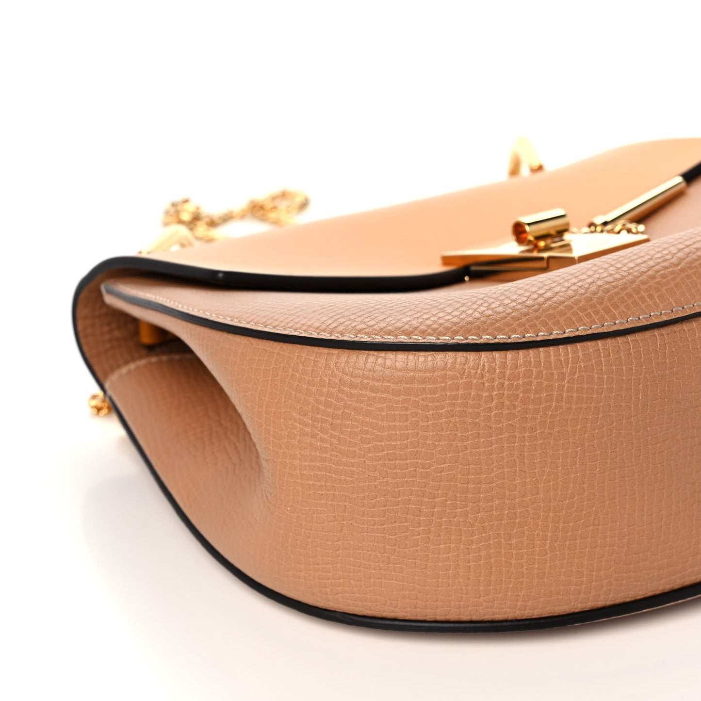 Grained Calfskin Lambskin Bi-Color Drew Shoulder Bag Wet Sand Sunflower