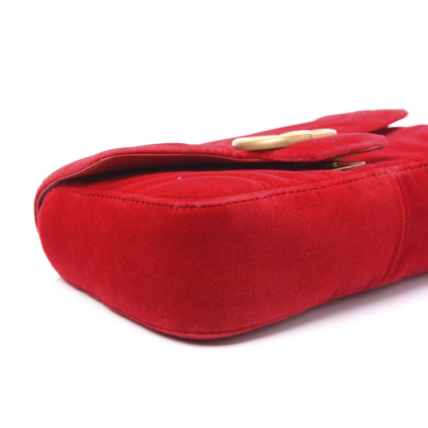 Velvet Matelasse Mini GG Marmont Shoulder Bag Hibiscus Red