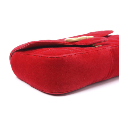 Gucci Velvet Matelasse Mini GG Marmont Shoulder Bag Hibiscus Red 5 of 10