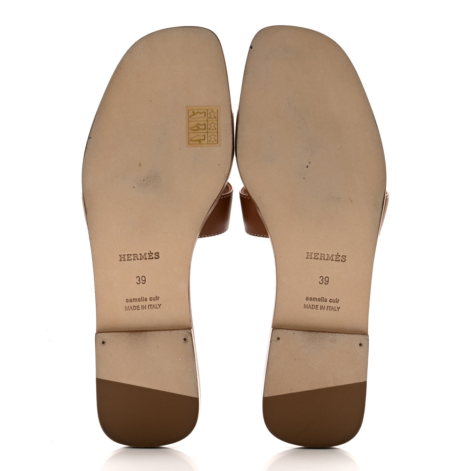 Hermes Box Calfskin Oran Sandals 39 Gold 5 of 10