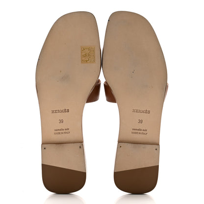 Hermes Box Calfskin Oran Sandals 39 Gold 5 of 10