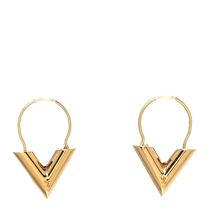 Louis Vuitton Brass Essential V Hoop Earrings Gold 1 of 3