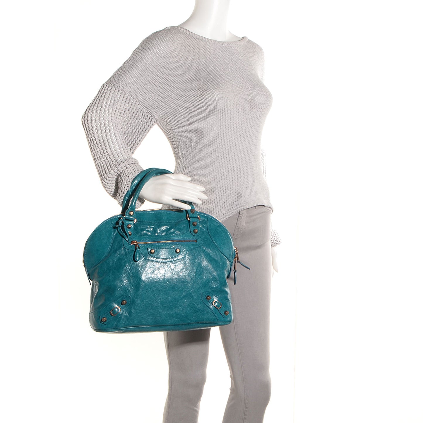 Agneau Giant 12 Rose Gold Hardware Bowling Bag Lagon