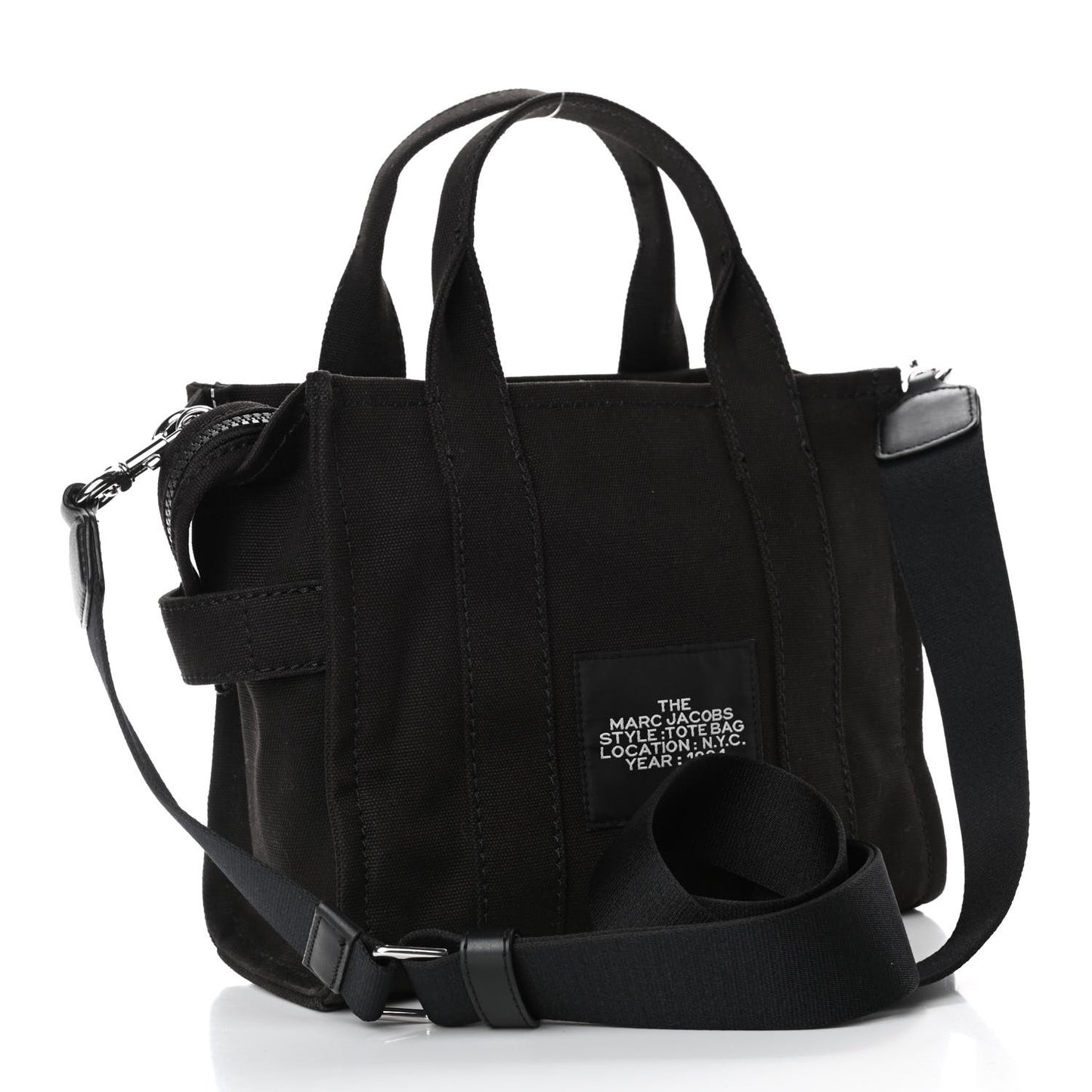 Cotton Canvas Small The Traveler Tote Bag Black