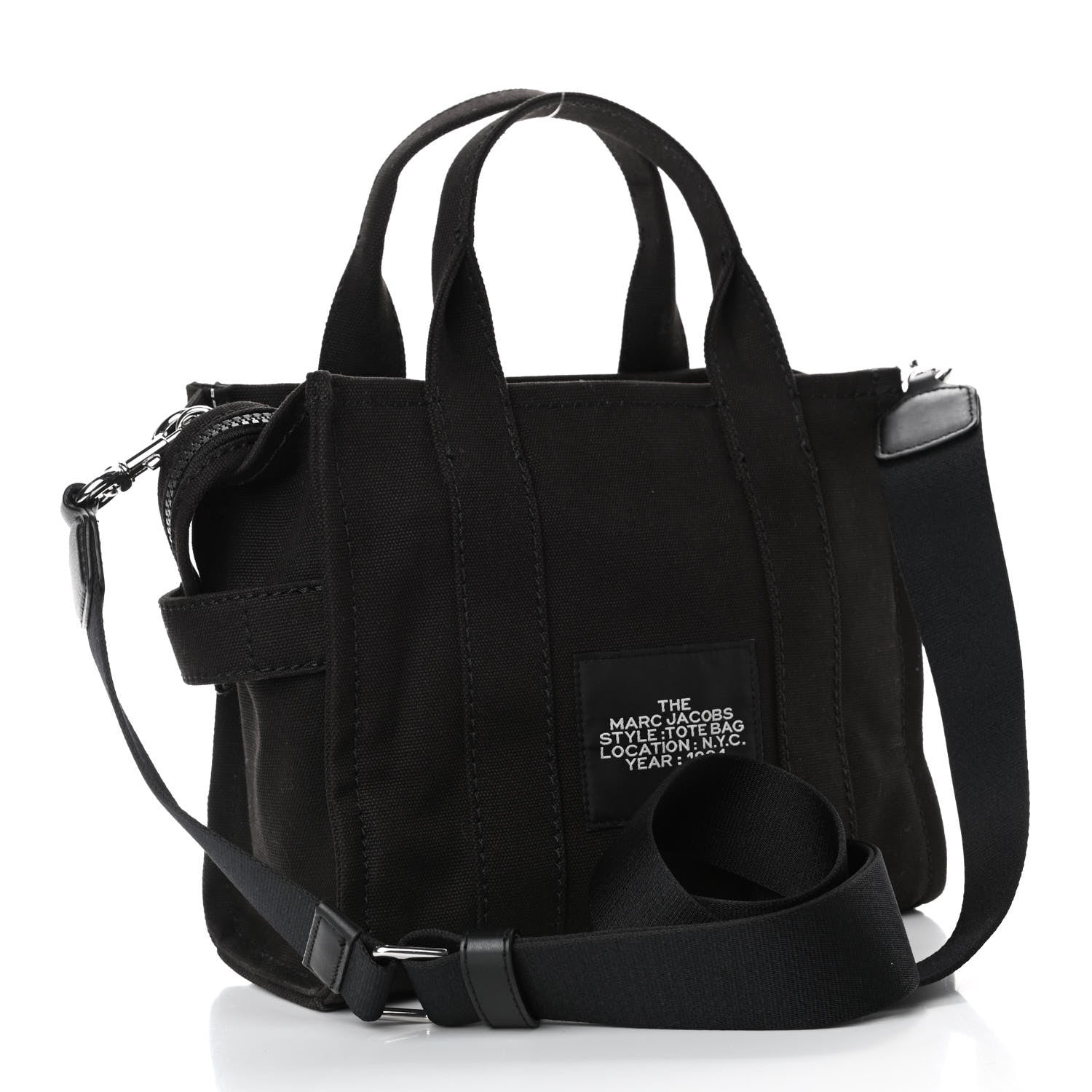 Marc Jacobs Cotton Canvas Small The Traveler Tote Bag Black 2 of 5