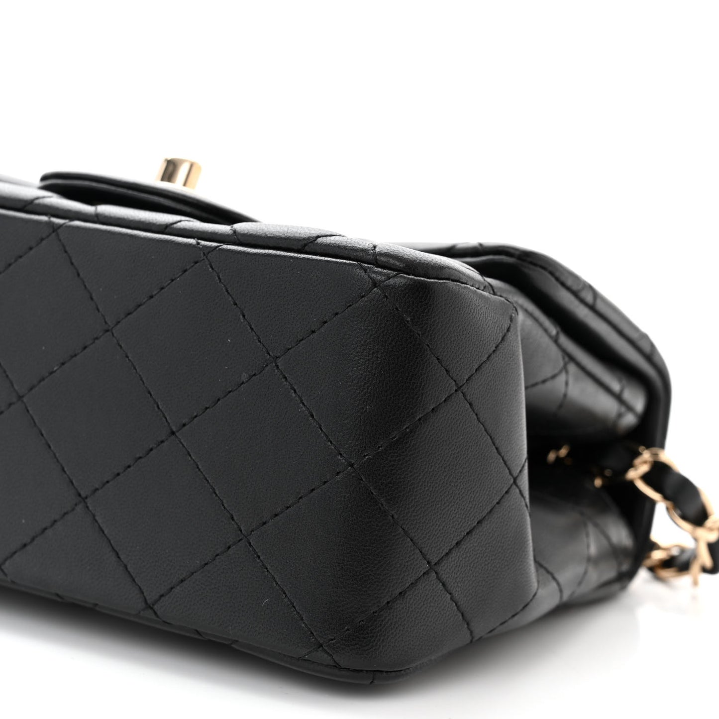 Lambskin Quilted Mini Square Flap Black