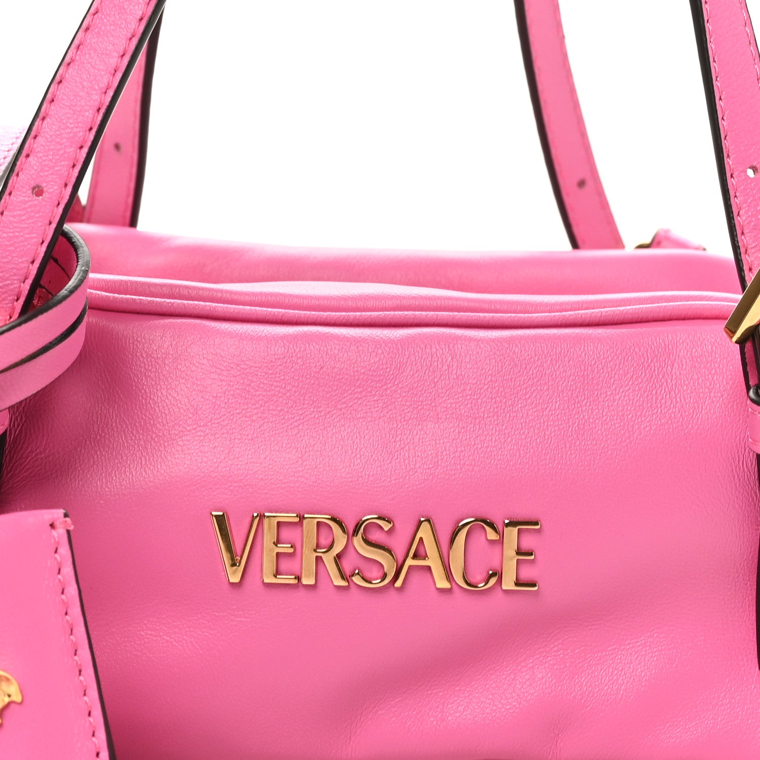 Versace Lambskin Tag Bowling Bag Pink 1844905 – FASHIONPHILE