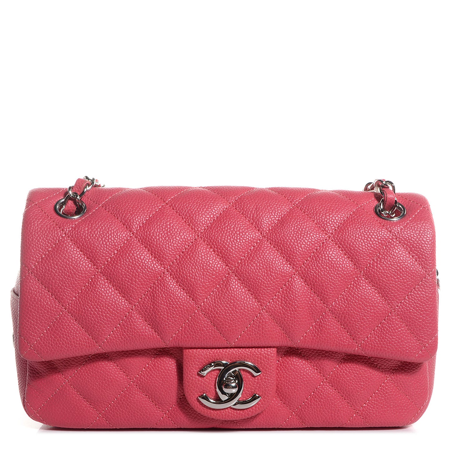 Caviar Quilted Medium Easy Flap Coral