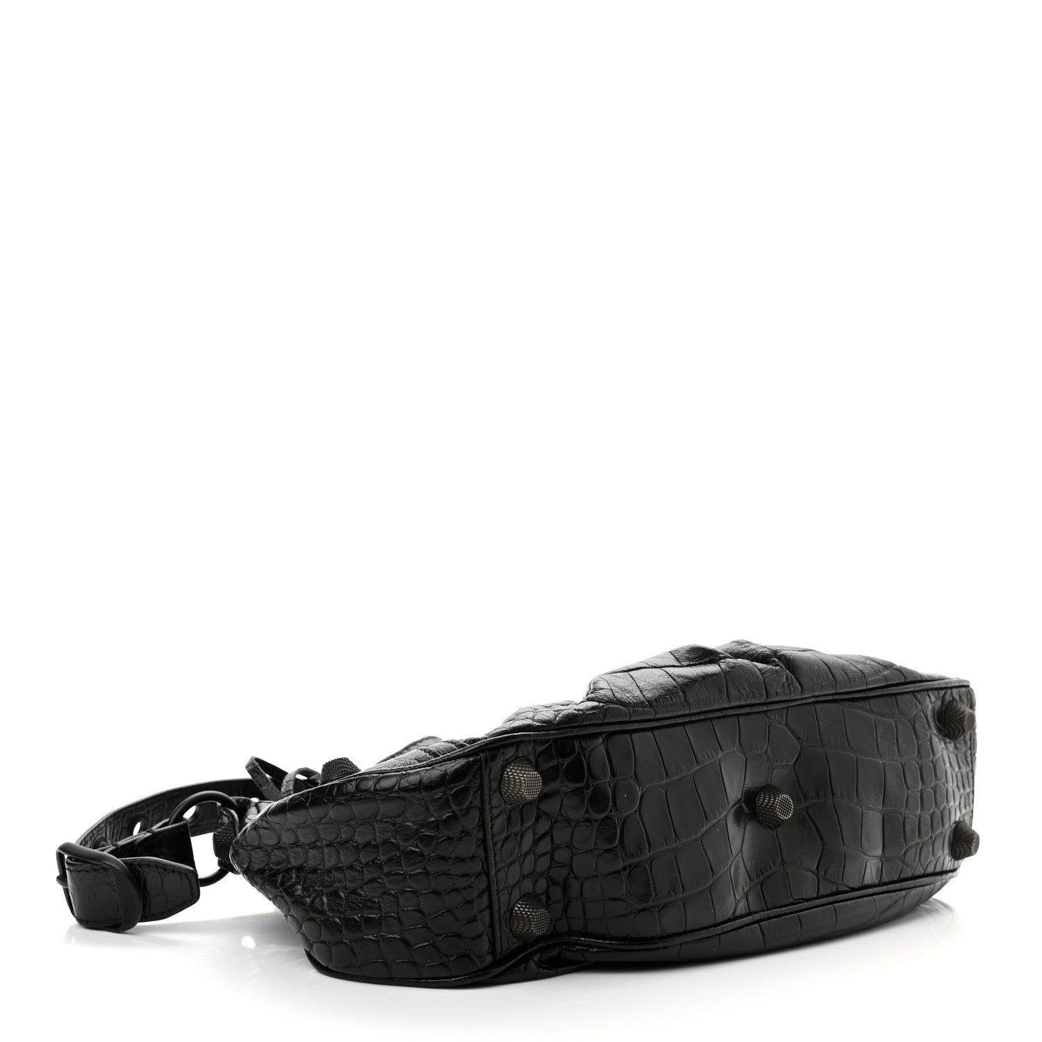 Balenciaga Extra Supple Calfskin Crocodile Embossed Monochrome Small Le Cagole Shoulder Bag Black 4 of 10